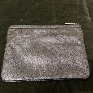 Silver leather pouch/clutch